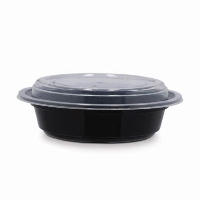 BLACK BASE MICROWAVE CONTAINER WITH CLEAR LID 16 OZ, ROUND SHAPED, PACK OF 150