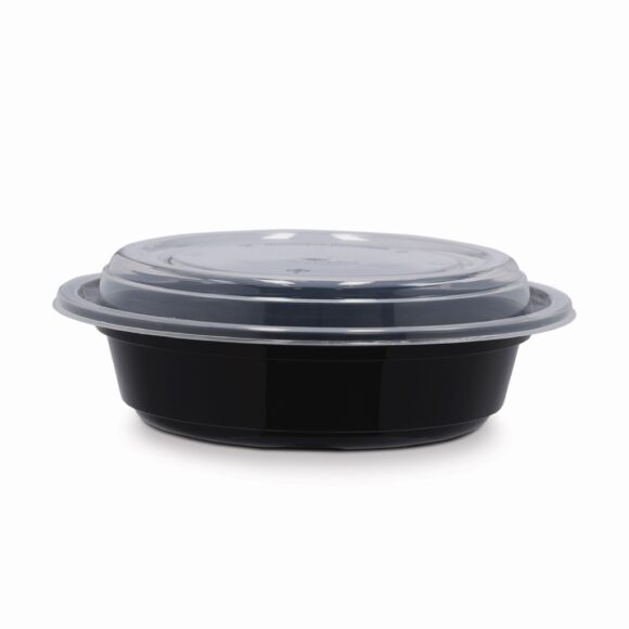 BLACK BASE MICROWAVE CONTAINER WITH CLEAR LID 16 OZ, ROUND SHAPED, PACK OF 150