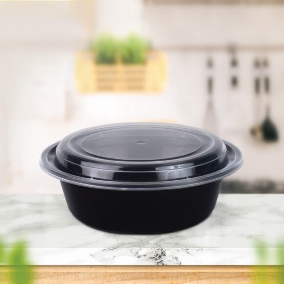 BLACK BASE MICROWAVE CONTAINER WITH CLEAR LID 16 OZ, ROUND SHAPED, PACK OF 150 - Image 3