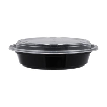 BLACK BASE MICROWAVE CONTAINER WITH CLEAR LID 24 OZ, ROUND SHAPED, PACK OF 150