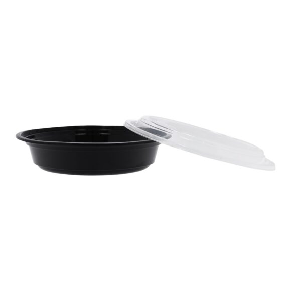 BLACK BASE MICROWAVE CONTAINER WITH CLEAR LID 24 OZ, ROUND SHAPED, PACK OF 150 - Image 2