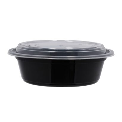 BLACK BASE MICROWAVE CONTAINER WITH CLEAR LID 32 OZ. ROUND SHAPED, PACK OF 150