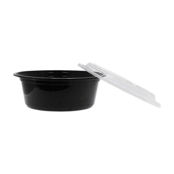 BLACK BASE MICROWAVE CONTAINER WITH CLEAR LID 40 OZ., ROUND SHAPED, PACK OF 150 - Image 2