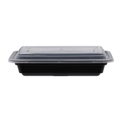 BLACK BASE MICROWAVE CONTAINER WITH CLEAR LID 16 OZ, RECTANGLE SHAPED, PACK OF 150