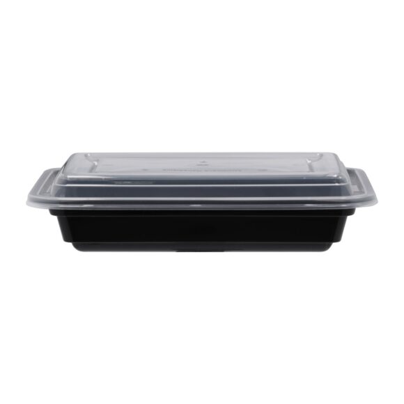 BLACK BASE MICROWAVE CONTAINER WITH CLEAR LID 16 OZ, RECTANGLE SHAPED, PACK OF 150