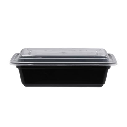 BLACK BASE MICROWAVE CONTAINER WITH CLEAR LID 24 OZ., RECTANGLE SHAPED, PACK OF 150