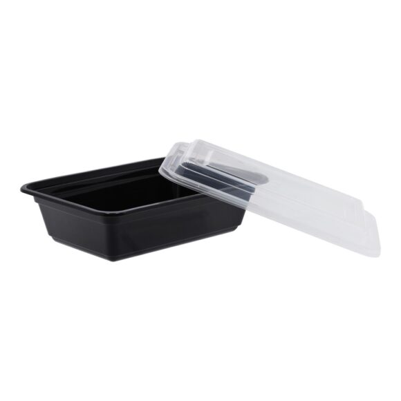 BLACK BASE MICROWAVE CONTAINER WITH CLEAR LID 24 OZ., RECTANGLE SHAPED, PACK OF 150 - Image 2