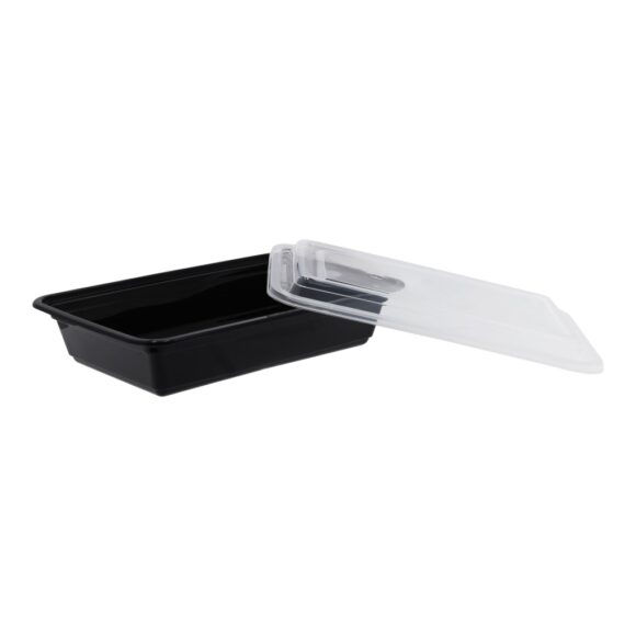 BLACK BASE MICROWAVE CONTAINER WITH CLEAR LID RE32, RECTANGLE SHAPED, PACK OF 150 - Image 2