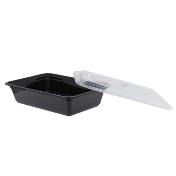 BLACK BASE MICROWAVE CONTAINER WITH CLEAR LID 38 OZ, RECTANGLE SHAPED, PACK OF 150 - Image 2