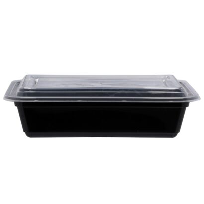 BLACK BASE MICROWAVE CONTAINER WITH CLEAR LID 38 OZ, RECTANGLE SHAPED, PACK OF 150