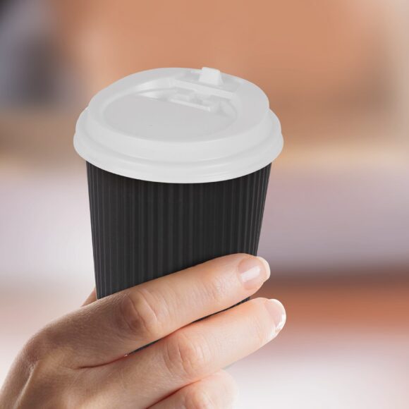 WHITE RECLOSABLE LID FOR PAPER CUP 90 MM DIAMETER, 12/16 OZ, PACK OF 50 - Image 4