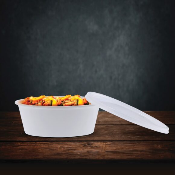 BLACK BASE MICROWAVE CONTAINER WITH CLEAR LID- PWMW1311| 250 ML, ROUND SHAPED, PACK OF 500 - Image 3