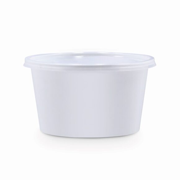 BLACK BASE MICROWAVE CONTAINER WITH CLEAR LID 450 ML, ROUND SHAPED, PACK OF 500
