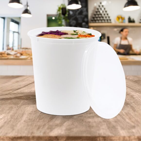 BLACK BASE MICROWAVE CONTAINER WITH CLEAR LID 750 ML, ROUND SHAPED, PACK OF 250 - Image 3