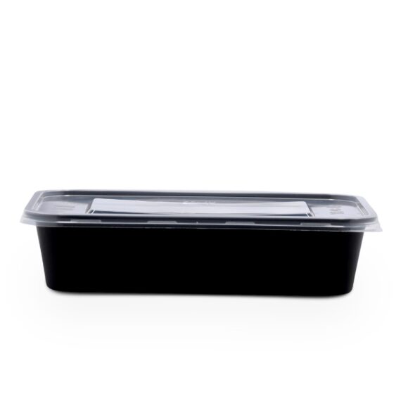 BLACK BASE MICROWAVE CONTAINER WITH CLEAR LID 500 ML, RECTANGLE SHAPED, PACK OF 500 - Image 2