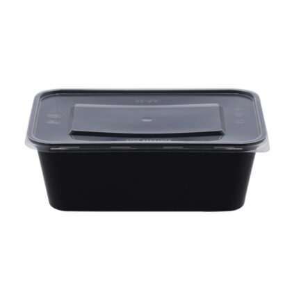 BLACK BASE MICROWAVE CONTAINER WITH CLEAR LID- PWMW1319| 750 ML, RECTANGLE SHAPED, PACK OF 500