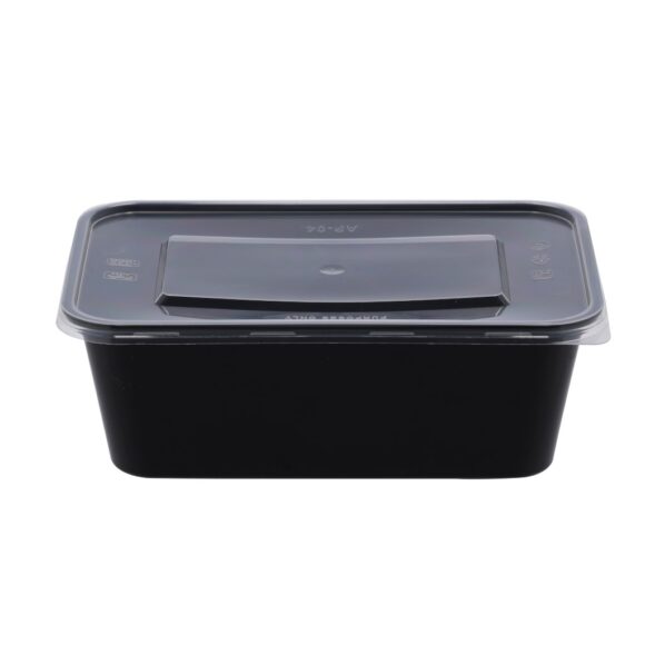 BLACK BASE MICROWAVE CONTAINER WITH CLEAR LID- PWMW1319| 750 ML, RECTANGLE SHAPED, PACK OF 500