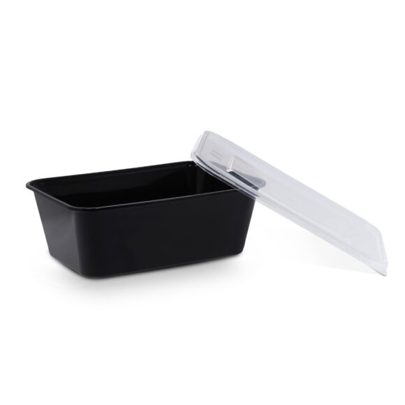 BLACK BASE MICROWAVE CONTAINER WITH CLEAR LID- PWMW1319| 750 ML, RECTANGLE SHAPED, PACK OF 500 - Image 2