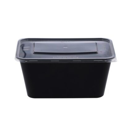 BLACK BASE MICROWAVE CONTAINER WITH CLEAR LID 1000 ML, RECTANGLE SHAPED, PACK OF 500