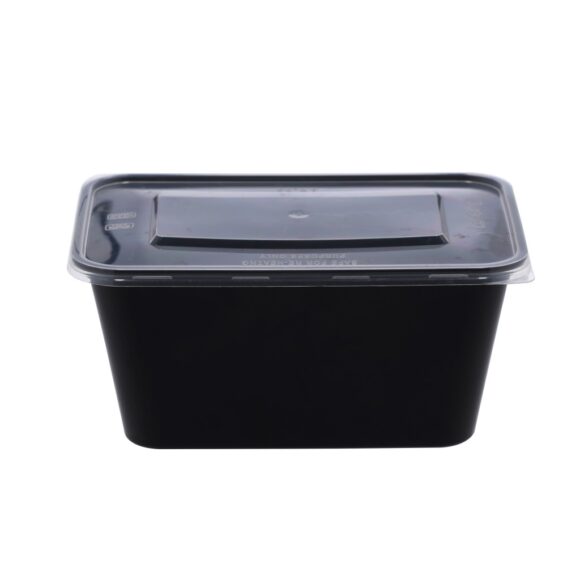 BLACK BASE MICROWAVE CONTAINER WITH CLEAR LID 1000 ML, RECTANGLE SHAPED, PACK OF 500