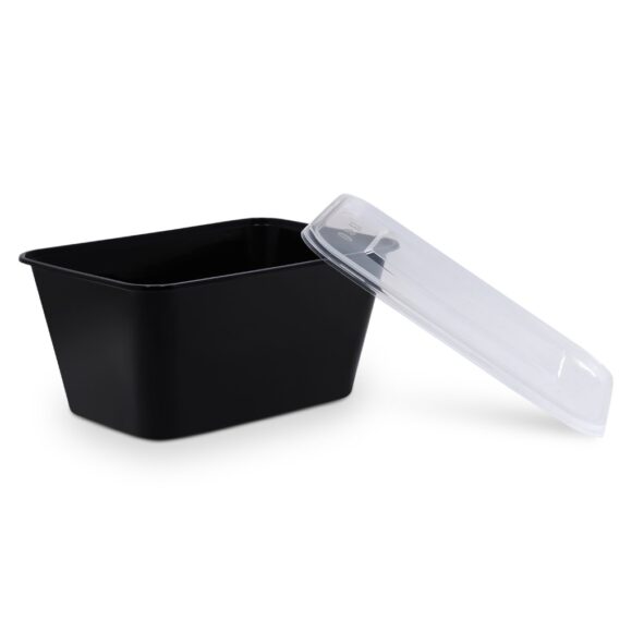 BLACK BASE MICROWAVE CONTAINER WITH CLEAR LID 1000 ML, RECTANGLE SHAPED, PACK OF 500 - Image 2