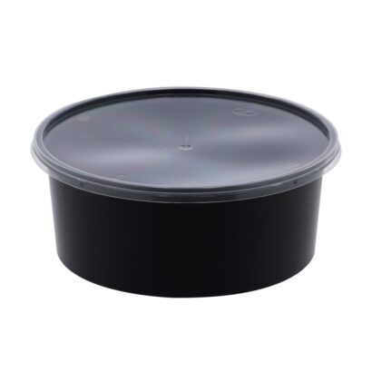 BLACK BASE MICROWAVE CONTAINER WITH CLEAR LID- PWMW1323| 750 ML, ROUND SHAPED, PACK OF 200