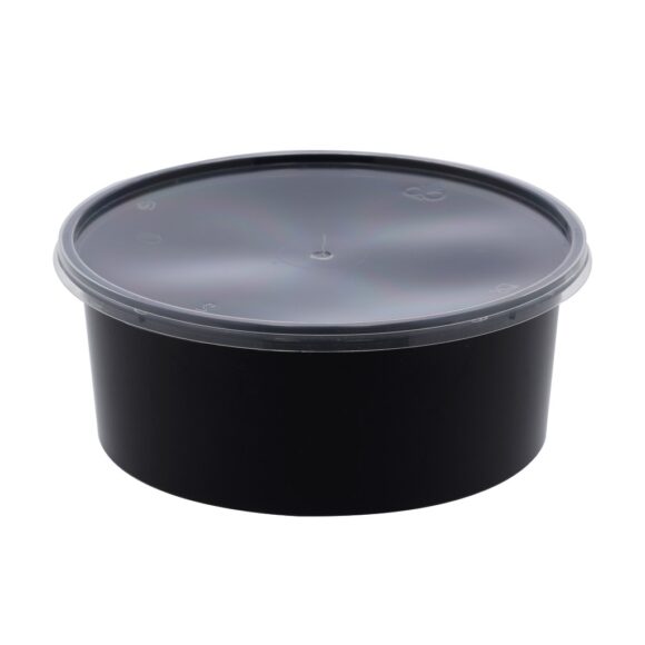 BLACK BASE MICROWAVE CONTAINER WITH CLEAR LID- PWMW1323| 750 ML, ROUND SHAPED, PACK OF 200