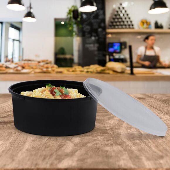 BLACK BASE MICROWAVE CONTAINER WITH CLEAR LID- PWMW1323| 750 ML, ROUND SHAPED, PACK OF 200 - Image 3