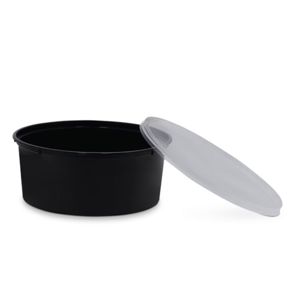 BLACK BASE MICROWAVE CONTAINER WITH CLEAR LID- PWMW1323| 750 ML, ROUND SHAPED, PACK OF 200 - Image 2
