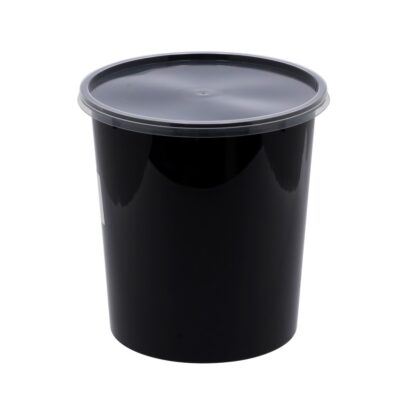 BLACK BASE MICROWAVE CONTAINER WITH CLEAR LID 1000 ML, ROUND SHAPED, PACK OF 200