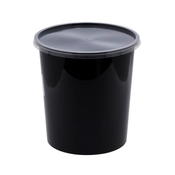 BLACK BASE MICROWAVE CONTAINER WITH CLEAR LID 1000 ML, ROUND SHAPED, PACK OF 200