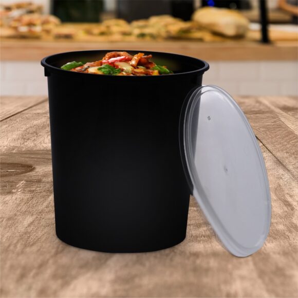 BLACK BASE MICROWAVE CONTAINER WITH CLEAR LID 1000 ML, ROUND SHAPED, PACK OF 200 - Image 3