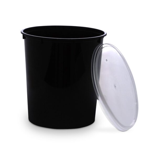 BLACK BASE MICROWAVE CONTAINER WITH CLEAR LID 1000 ML, ROUND SHAPED, PACK OF 200 - Image 2