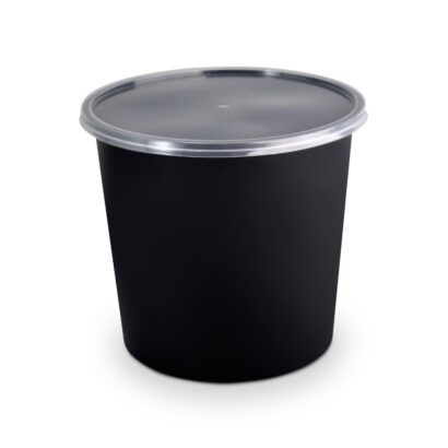 BLACK BASE MICROWAVE CONTAINER WITH CLEAR LID- PWMW1326| 2500 ML, ROUND SHAPED, PACK OF 100