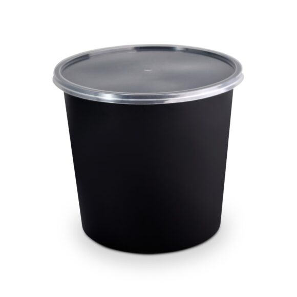 BLACK BASE MICROWAVE CONTAINER WITH CLEAR LID- PWMW1326| 2500 ML, ROUND SHAPED, PACK OF 100