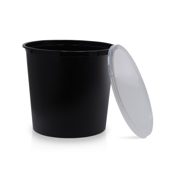 BLACK BASE MICROWAVE CONTAINER WITH CLEAR LID- PWMW1326| 2500 ML, ROUND SHAPED, PACK OF 100 - Image 2