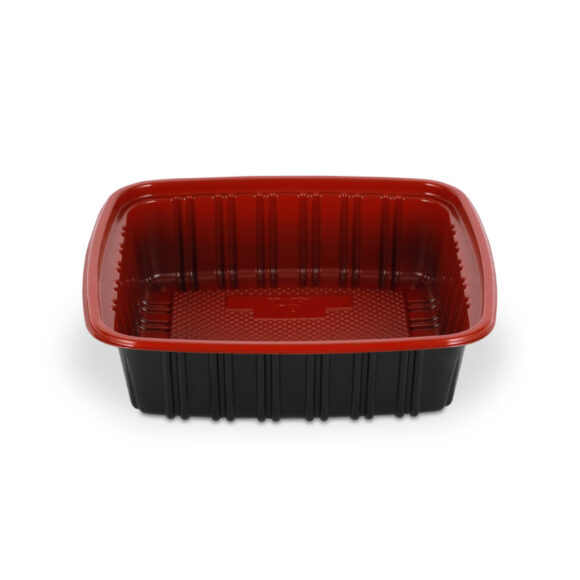 Black and Red Container with Clear Lid 650 ML, Rectangle Shaped, Pack of 250 - Image 3