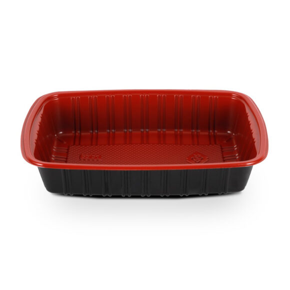 BLACK AND RED CONTAINER WITH CLEAR LID 750 ML, RECTANGLE SHAPED, PACK OF 250 - Image 3