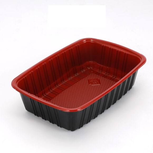 BLACK AND RED CONTAINER WITH CLEAR LID 1000 ML, RECTANGLE SHAPED, PACK OF 250 - Image 3
